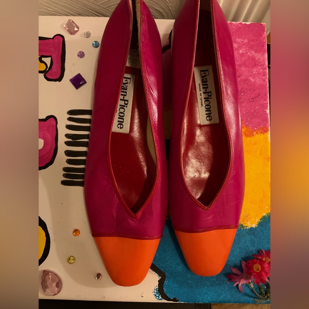 Evan Picone Women's Vibrant Pink and Orange Flats